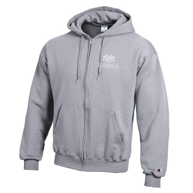 UNM Bookstore Men's Champion Powerblend Full Zip Hoodie UNM Gray |