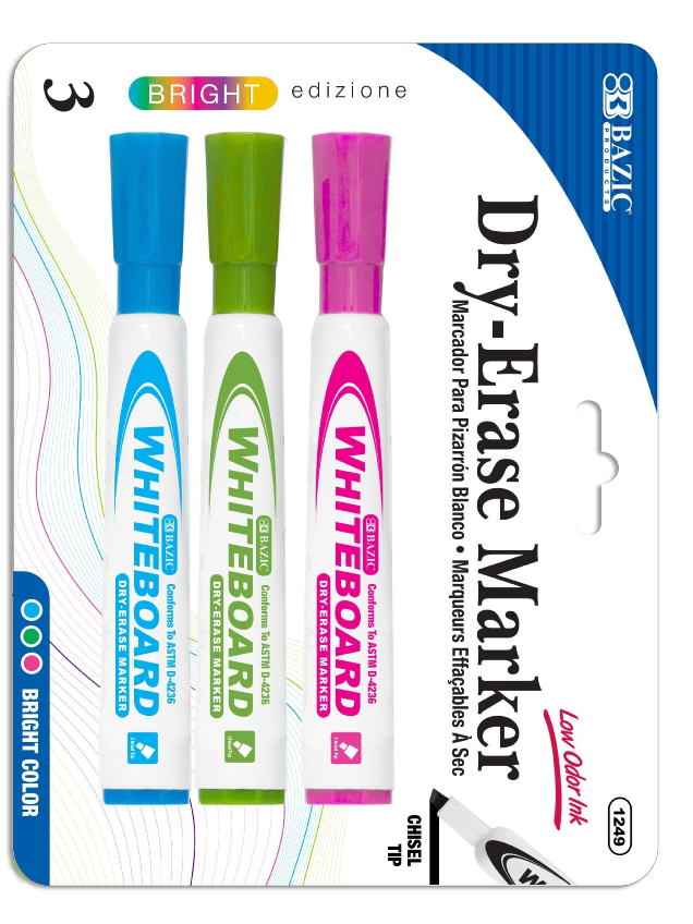 Dry-Erase Chisel Tip Markers 3/Pk