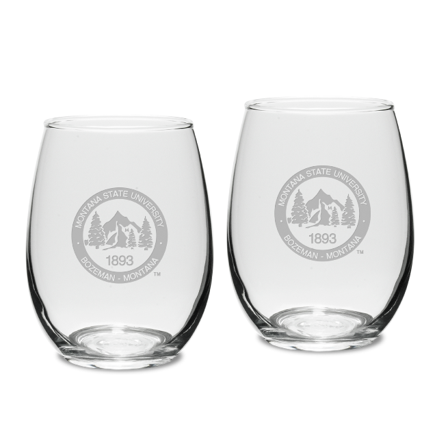 MSU Seal 15oz Wine Glass Canister Set of 2