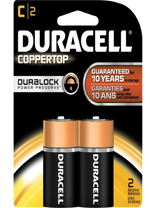 Duracell CopperTop C Batteries 2/Pk